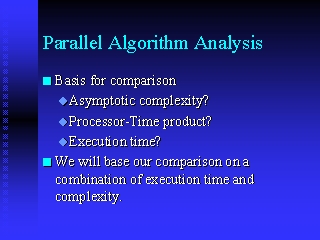 Parallel Algorithm Analysis